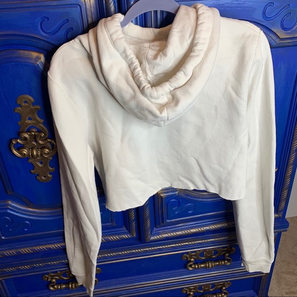 Hollister Cropped White Hoodie Tropical Medium - Picture 2 of 2